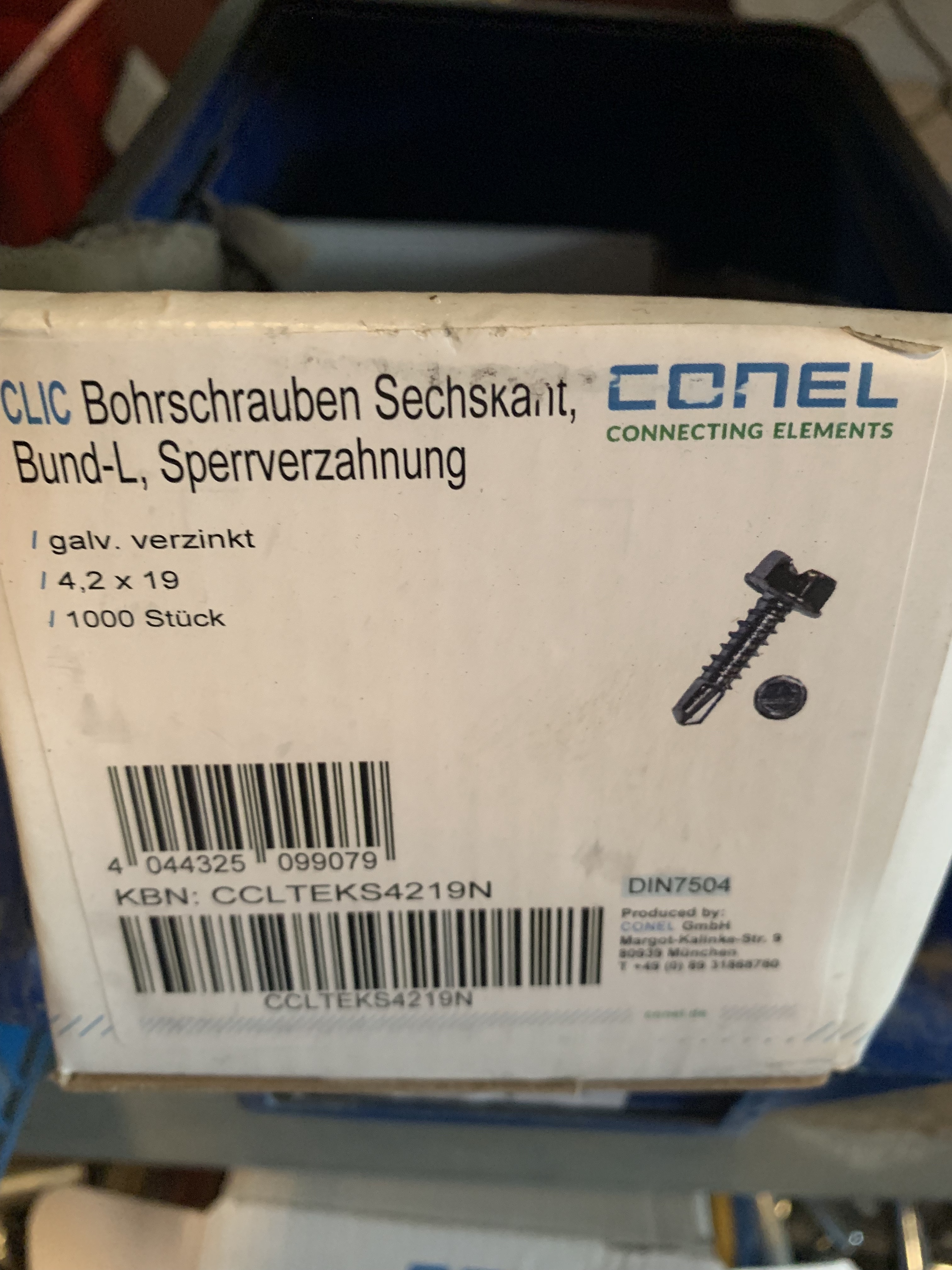 Bohrschraube CLIC 4,2x19 6-kant m. Schl- DIN 7504 galv. verz. CONEL 1000 Stück
